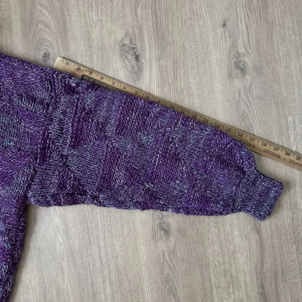 Vintage Paititi Woolens Sweater Womens L Purple 100% Wool Chunky Knit Alaska